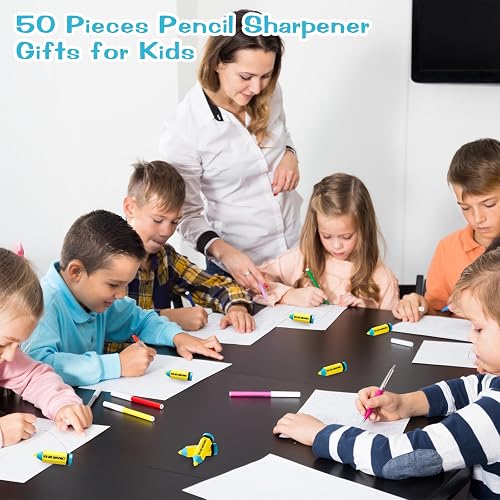 50 Pcs Pencil-Shaped Sharpeners Bulk — Cute “You Are Awesome” Manual Sharpeners For School