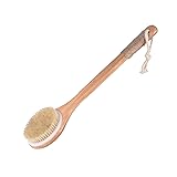 Dry Bath Body Brush Back Scrubber with Anti-slip Long Wooden Handle, 100% Natura