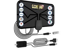 AOSUODI Digital TV Antenna, 2023 Newest Portable HD, Indoor Support 4K 1080p for All Older/Smart TV 360°Signal Reception Switch Amplifier Signal Booster -16.5 ft Coax HDTV Cable