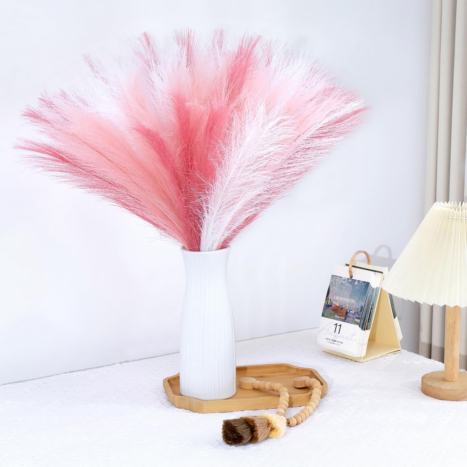 Photo 1 of MUUNC Pink Pampas Grass Decor 30 Pcs 21.7 Inch Faux Pampas Grass Bulk Artificial Dried Flowers Small Vase Filler Pompas Grass.
