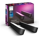 Philips Hue Smart Play Light Bar Base Kit, Black - White & Color Ambiance LED Color-Changing Light - 2 Pack - Requires Bridge