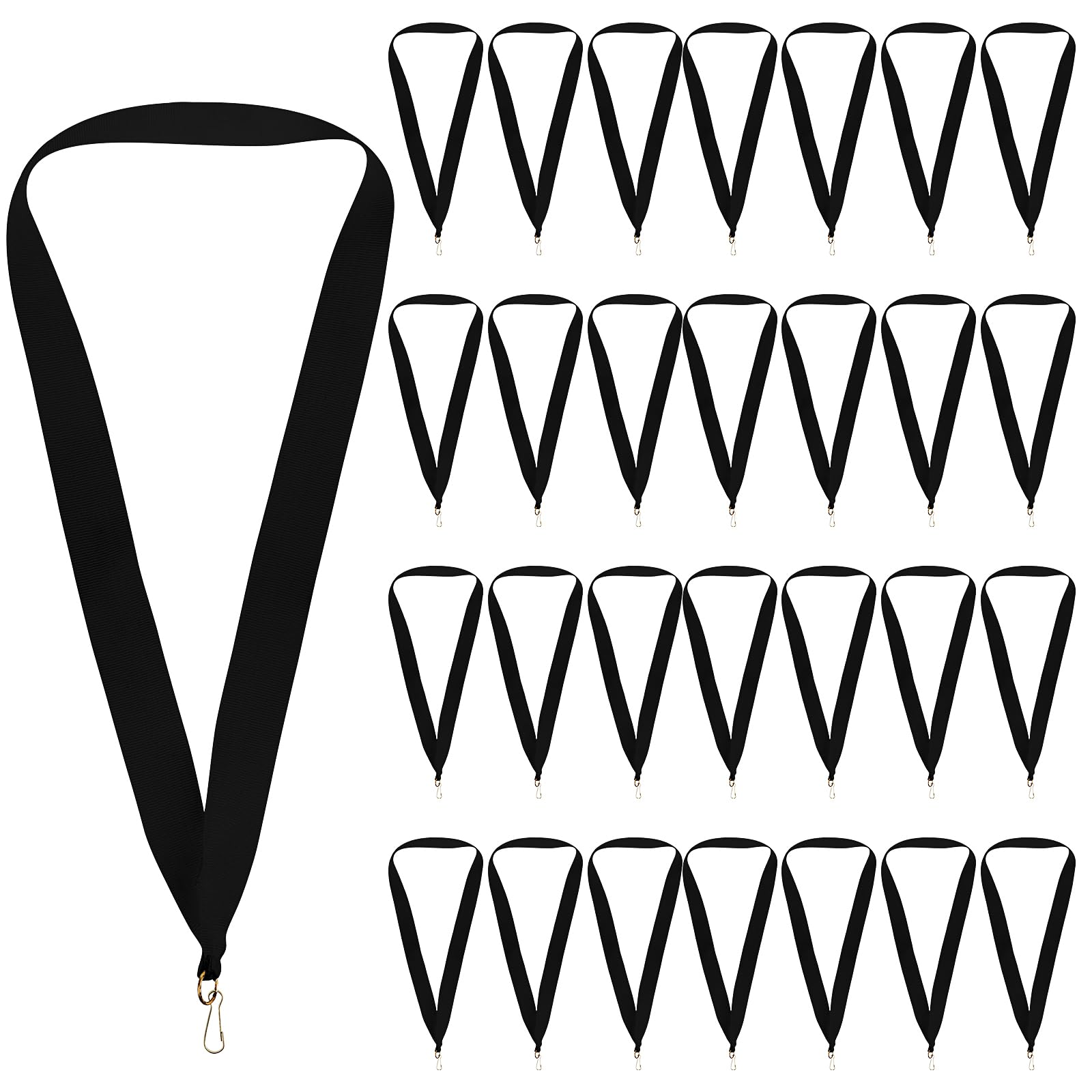 DIVINA VITAE 30 Pcs Black Neck Ribbons for Medal Award Ribbons Flat Lanyards with Snap Clips Ribbons for Medals for Kids Adults Student All Types of Competitive Events