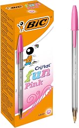 BIC Cristal Fun Pink Pens Pack 20 Pink Ink 1.6mm Wide Point Biro