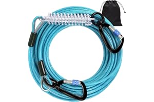Snagle Paw Dog Leads for Yard 50FT-1000LBS Break Strength,Heavy Duty Tie Out Cable for Dogs with Swivel Lockable Hook & Spring,Chew Proof Dog Chain for Outside,Dog Run Cable for Medium Large Dogs