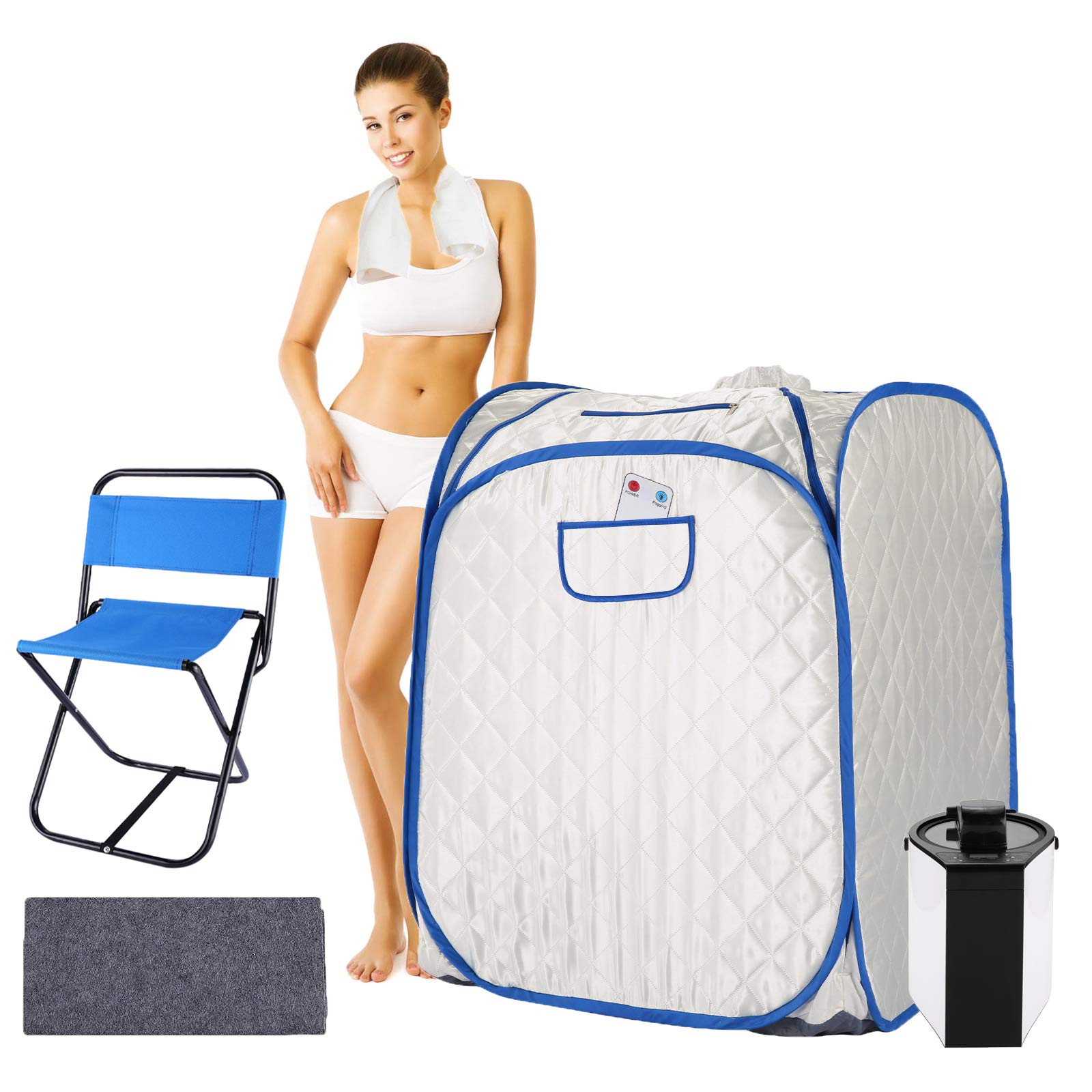 casulo Personal Steam Sauna Portable Sauna Spa for Detox Relaxation at Home, 90 Minute Timer, with Handheld Remote Control and Chair