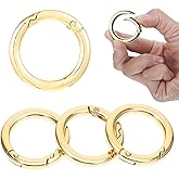 4 Pcs Metal O Ring for Purse Strap 1 Inch Gold Key Spring Rings for Handbag & Keys Clip Opening Snap Trigger Round Carabiner Clasp