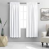 DONREN Pure White Room Darkening Curtains for Children Bedroom - Lily White 63 Inch Length Half Blackout Curtains Summer Heat Insulated Curtain Drapes for Nursery W42 x L63 Inch