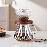 Bincoo Pour Over Coffee Maker&amp;Dripper, Style Cone Filter + 600ml Glass Coffee Server, Manual Coffee Brewer Set, Reusable Coffee Filter Holder, Great Gift for Coffee Enthusiasts（Multicolor）