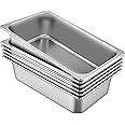 Mophorn Hotel Pan Full Size 6-Inch, Steam Table Pan 6 Pack, 22 Gauge/0.8mm Thick Stainless Steel Full Size Hotel Pan Anti Jam