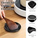 HONZUEN Ceramic Spoon Rest - Black Porcelain Utensil Holder for Kitchen view 4