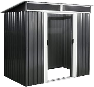 Zelsius Metall Geräteschuppen mit Boden I (B) 238 x (T) 132 x (H) 180 cm I Anthrazit I Gartenhaus mit Oberlichter I Gerätehaus