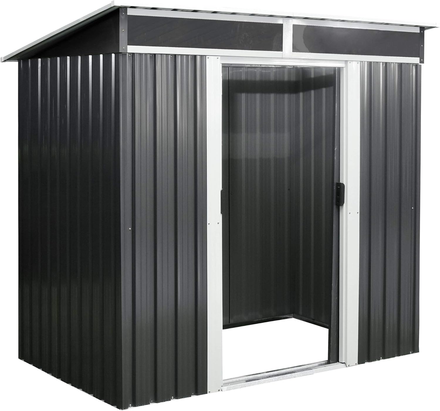 Zelsius Metall Geräteschuppen mit Boden I (B) 238 x (T) 132 x (H) 180 cm I Anthrazit I Gartenhaus mit Oberlichter I Gerätehaus