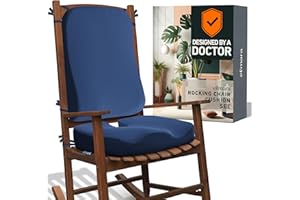 Elmara Doctor-Designed Rocking Chair Cushion Set is The Ultimate Comfort Solution – Contour Jumbo Memory Foam Cushions – Rocking Chair Cushions Indoor – Durable Outdoor Rocker Cushions (Navy Blue)