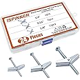 ISPINNER 24pcs Toggle Bolt and Wing Nut Assortment Kit for Drywall Hanging Heavy Items 1/8" 3/16" 1/4"