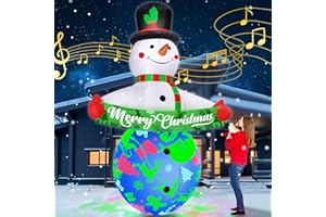 ZUKAKII 12FT Giant Christmas Inflatables Snowman Decorations Built-in Music & 360° Rotation 3-Color Projector LED Light Huge Christmas Blow Up Yard Decorations Outdoor Xmas Garden New Year