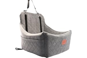 WOOAIDAGG Dog Car Seat for Medium Sized Dog,Pet Travel Car Bed with Seat Belt Channle,Fully Detachable and Washable Car Dog Seat with Adjustable Straps,3 Straps Easy to Install (Grey)