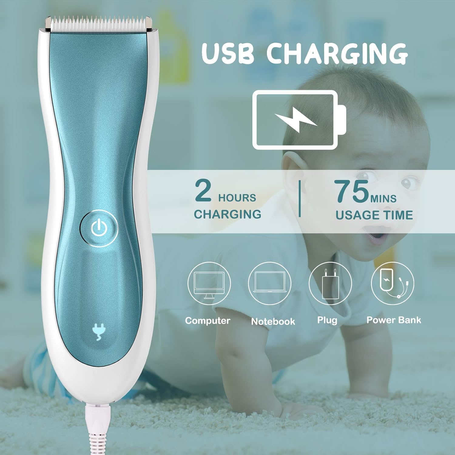 Tondeuse A Cheveux Bebe Homiee Tondeuse Cheveux Enfant Electrique Professionnel Avec Affichage Led Tondeuse Sans Fil Impermeable Ultra Silencieux Usb Rechargeable Pour Bebe Enfants Brosses Et Peignes L Hygiene De Bebe Bebe Et Puericulture