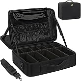 MONSTINA Large Makeup Case, 3 Layers Makeup Bag Cosmetic Organizer Brush Bag Barber Train Case Makeup Artist Box for Hair Curler Hair Straightener Brush Set and Cosmetics
