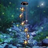 Tryme Solar Wind Chimes Star Wind Chime Warm LED Hanging Solar Lights Unique Garden Decor Memorial Thanksgiving Gifts for Mom Grandma Sister Home Party