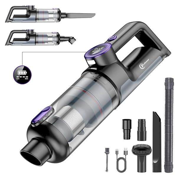 FEDEMER HAND HELD VACUUM CLEANER, 14000PA POWERFUL SUCTION HAND VACUUM CORDLESS CORDLESS RECHARGEABLE VACUUM, FOR CAR HOME OFFICE CLEANING WITH LED LIGHT