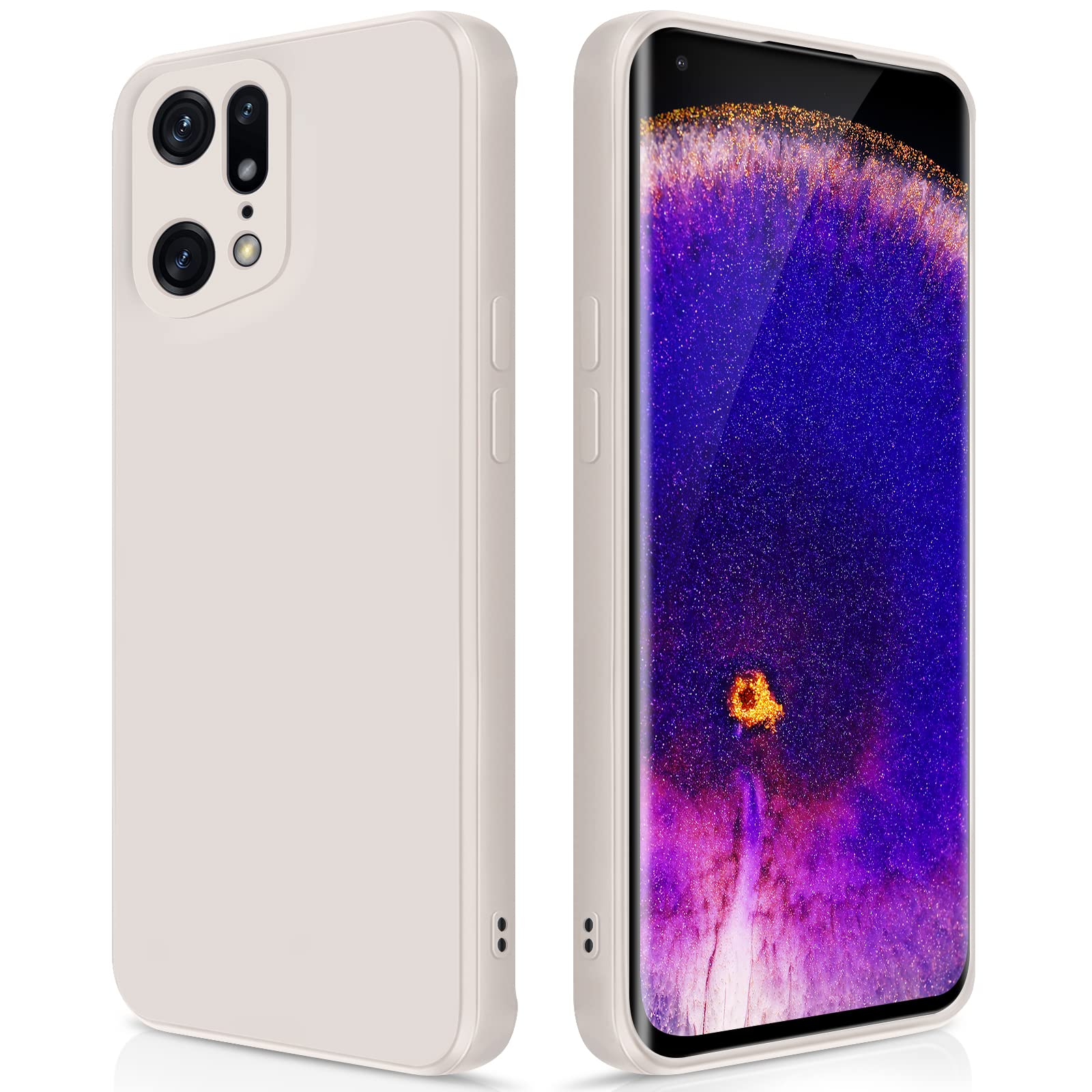 GiiYoon Case Compatible with OPPO Find X5 Pro, Silky-Soft Touch Full-Body Protective Phone Silicone Case, Shockproof Cover with Microfiber Lining, off white — image 1