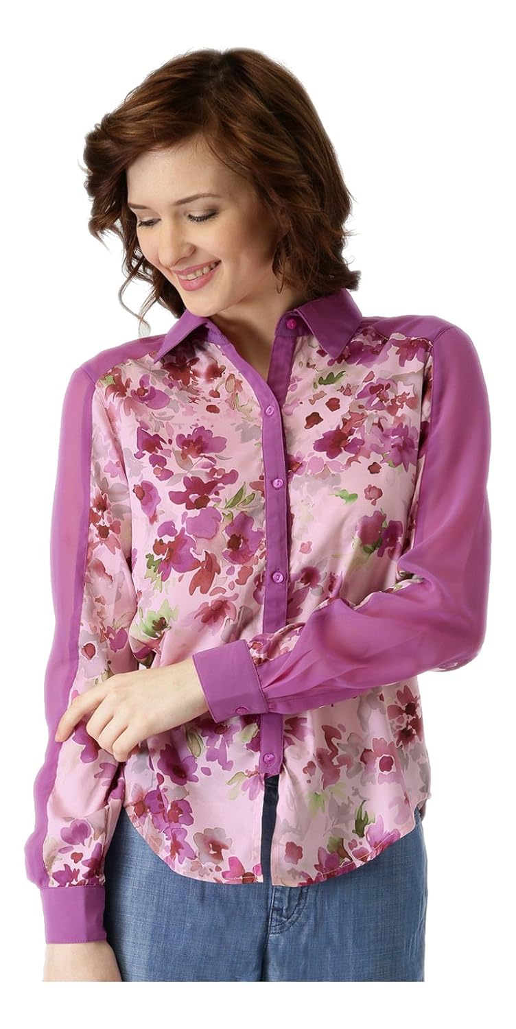 marie claire women's shirt (mc10299--m, pink, medium)