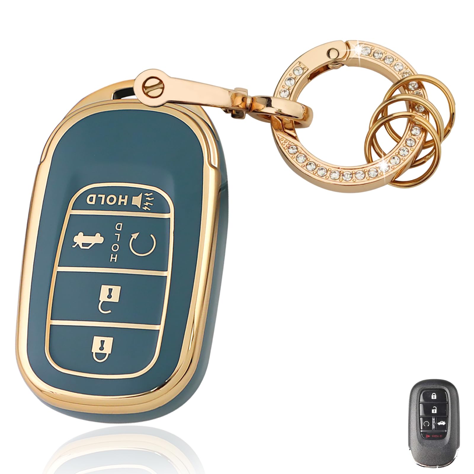 Photo 1 of Aoocar TPU Key Fob Cover with Bling Ring, Compatible with Honda Accord Civic HR-V CR-V Pilot Sport SI EX EX-L Touring 2022 2023 2024, 4/5 Button, Blue