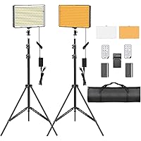 SAMTIAN Dimmable LED Video Lighting, Photography Lighting Kit with 79 Inches Stands, Batteries, Remotes, Carrying Bag, Light 