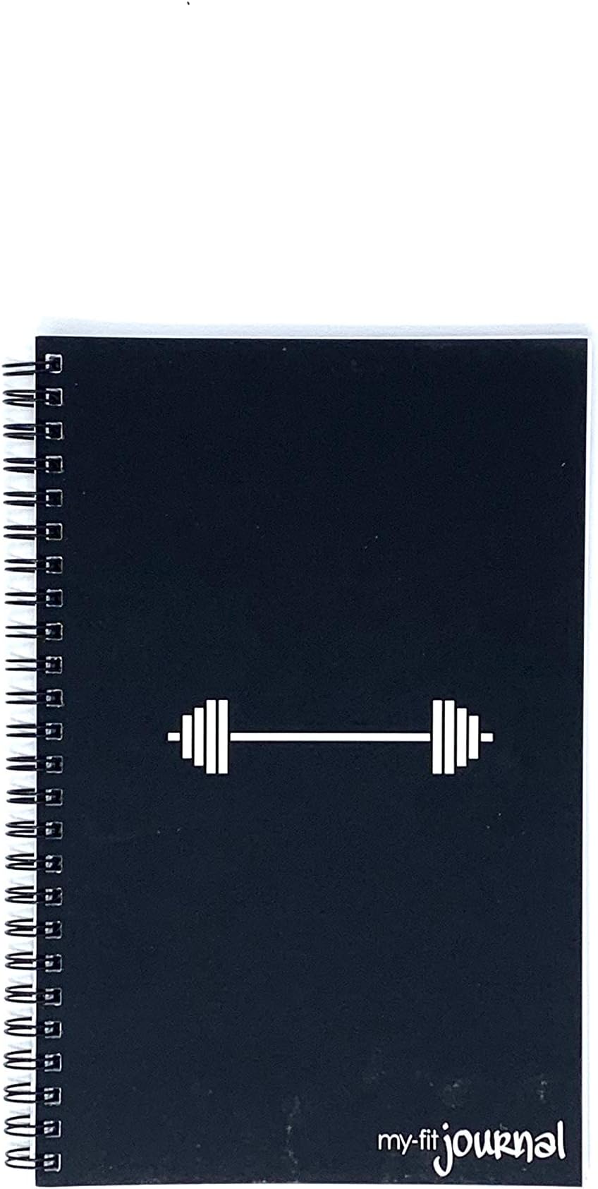 My-Fit Journal Fitness and Workout Journal - Strong Binding, Organize Workouts by Week, Record Weekly Nutrition, Lifting, and Cardio Goals (Black Barbell, 8-Week)