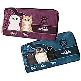 callie Personalized Womens Wallet, Custom Cute Cartoon Cat on Leather Wallets for Women, Customized Credit Card Holder for Women, Mother's Day Gift Birthday, Gift for Cat Pet Lovers