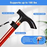 SupreGear Adjustable Folding Walking Stick Red Lightweight 4-Section Cane view 4