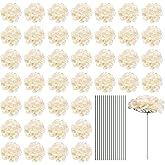 MECCANIXITY Silk Artificial Hydrangea Flowers, Beige Artificial Flowers Heads with Stems, Full Hydrangea Flowers for Wedding Centerpieces, Party Decoration 30 Set