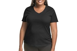 Just My Size Women's Plus-Size Short Sleeve V-Neck Tee