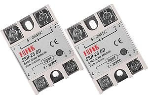 Alinan 2pcs SSR-25DD Solid State Relay DC to DC Input 3-32VDC Output 5-200VDC Single Phase Solid State Relay