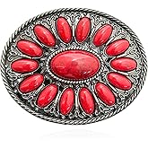 YOQUCOL Vintage Western Cowboy Native American Stone Belt Buckle for Men Black Tone