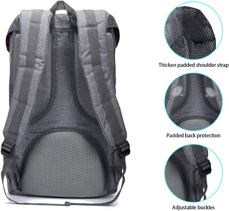 KAUKKO Rucksack Studenten Backpack 17 Zoll für 15" Notebook Lässiger Daypacks Schüler Bag Wandern Casual Daypack, 47 cm - Image 4