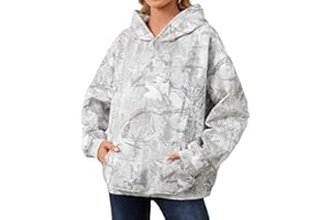 Anoumcy Camo Hoodie Womens Maple Leaf Fleece Hooded Sweatshirt Oversized Camouflage Hoodies For Women Trendy