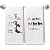 PIUD Funny Dachshund Dog Kitchen Towels, Dachshund Themed Gifts Dish Tea Towels for Kitchen Decor, Doxie Gifts, Sausage Wiener Dog Hand Towels for Bathroom Decor, 16x24 Inch Set of 2