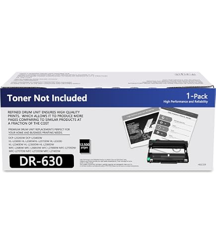 Greencycle 1 Unidad De Tambor DR630 DR-630 De Repuesto Para Impresora Láser Brother DCP-L2520DW DCP-L2540DW HL-L2360DW HL-L2380DW MFC-L2700DW MFC-L2740DW (1PK DR630