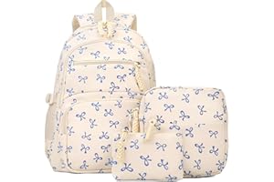 jingyuKJ Coquette Bow Backpack - Cute Kawaii Backpack Set Aesthetic Daypack Bow Rucksack (A02 Bow Blue)