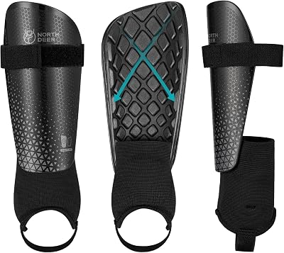 Northdeer Football Shin Guards Sleeves with Ankle Protection Black M