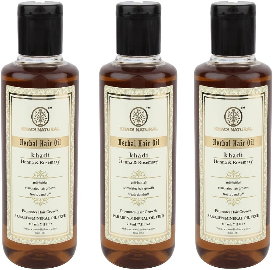 Khadi Natural Organic Henna & Rosemary Hair Oil Pack of 3 (Ship from India) Amazon.co.uk Beauty