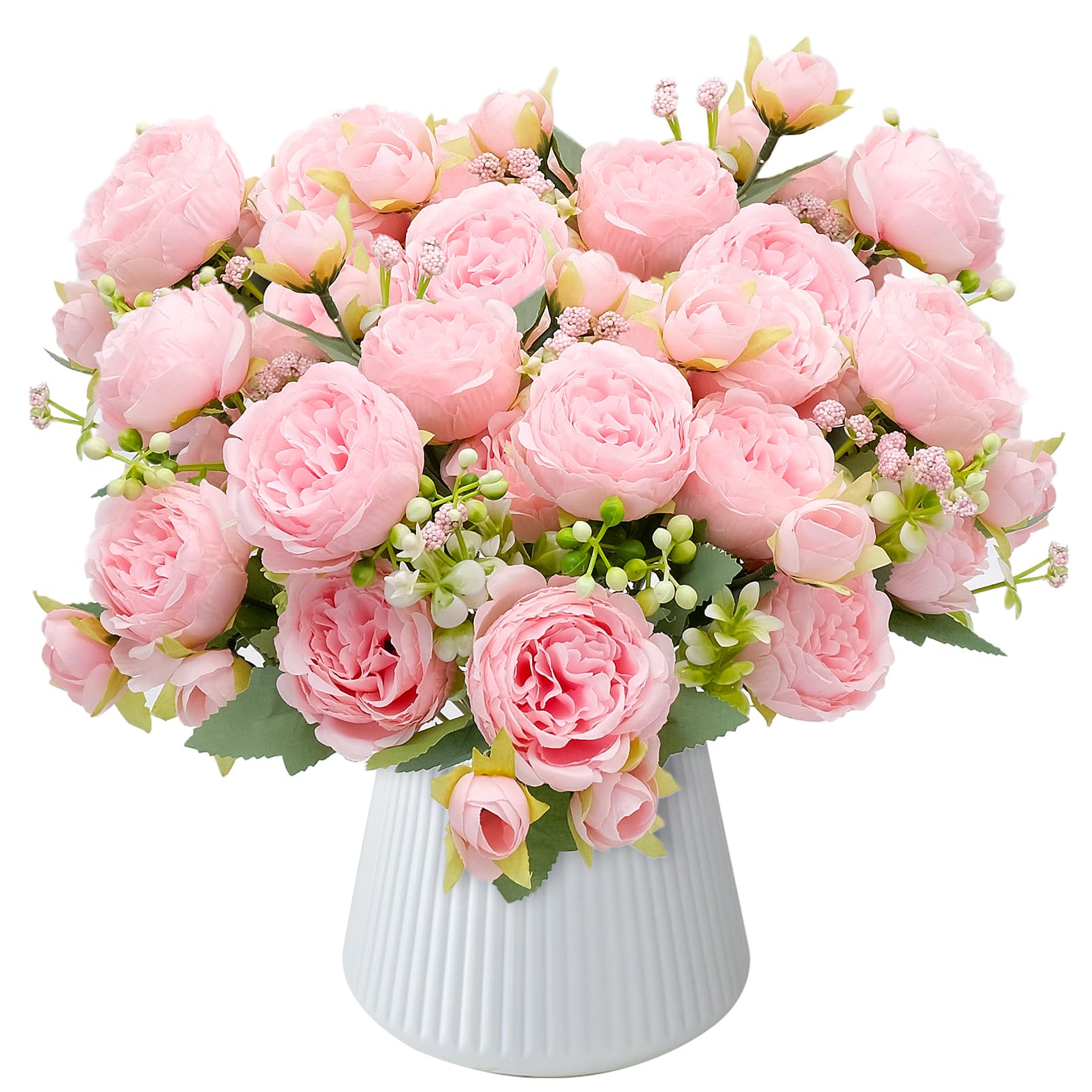 Bakiauli 4 Bunches Artificial Peony Flowers, Artificial Flowers Outdoor, Real Silk Flowers for Wedding Home Table Party Window Decoration