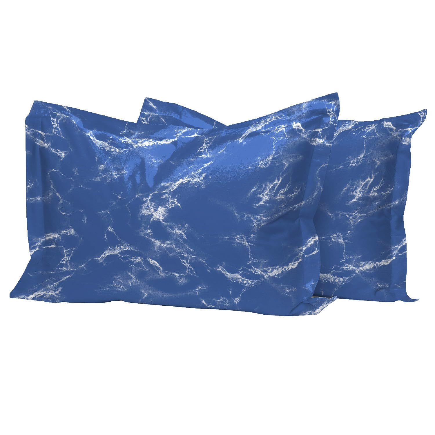 Pizuna Cotton Marble Blue Print Standard Pillow Cases 2 Pack, 400 Thread Count 100% Long Staple Combed Cotton Oxford Pillow Cover Sateen Cooling Oxford Pillow Case 50x75 (Printed Pillow Cases) — image 1