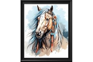 Leczany Cross Stitch Stamped Kit for Adults or Kids - Colored Horse | DIY Embroidery Starter Patterns Craft Kit Needlepoint for Beginner | 11CT, 3 Strands | 13.8x16.9 inches