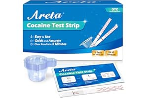 Areta Cocaine Test Strip: Highly Sensitive Cocaine Drug Test Strips, 10 Pack Cocaine Home Screen Testing Kit, 300 ng/mL Cutoff, Instant Results in 5 Min -#ASCOC-114