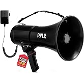 Pyle Portable Megaphone Speaker PA Bullhorn - Built-in Siren, 50W Adjustable Volume Control in 1200 Yard Range, Ideal for Any Outdoor Sports, Cheerleading Fans &amp; Coaches, or for Safety Drills