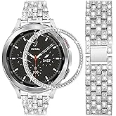 SPINYE Bands Compatible with Samsung Galaxy Watch 4 Classic 46mm, Jewelry Bling Rhinestone Diamonds Metal Bracelet with Bezel Ring Cover Watch Fase Replacement Accessories for Women Men.