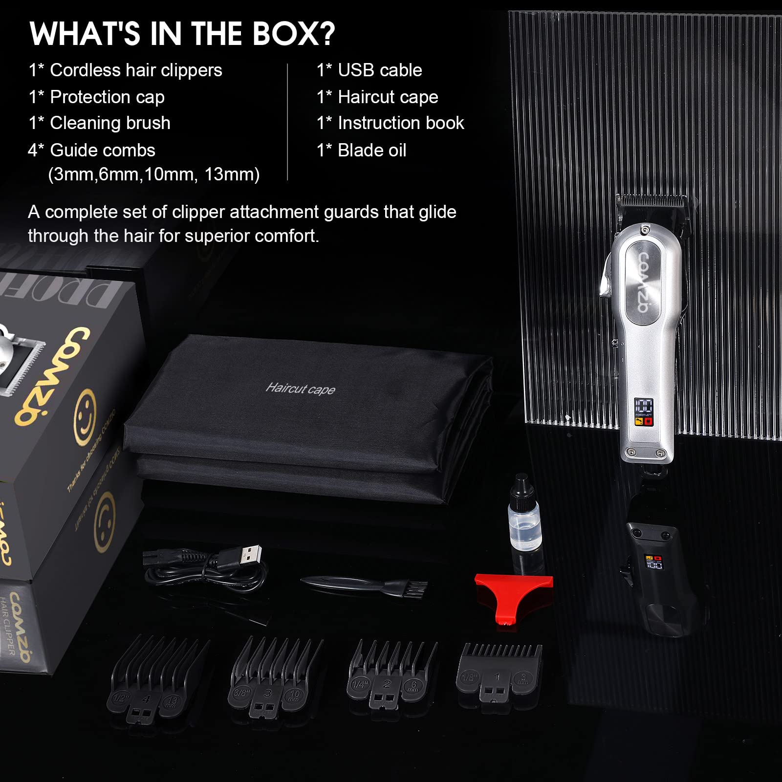 COMZIO® Hair Clippers for Men Professional,Cordless High-Performance Barber Clippers for Hair Cutting,Rechargeable Mens Hair Clippers,Home Haircut &Grooming Set with LED Display,Mens Gifts