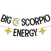 LANKBACK Big Scorpio Energy Banner Scorpio Season October/November Birthday Party Décor Supplies 12 Constellation Zodiac Birthday Party Decorations Black & Gold
